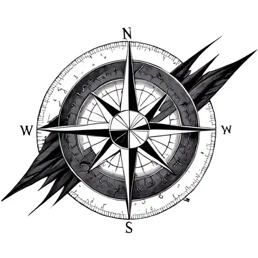 Compass Rose Within Fibonacci Spiral Merging