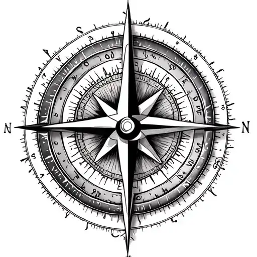 Compass Rose Within Fibonacci Spiral Merging