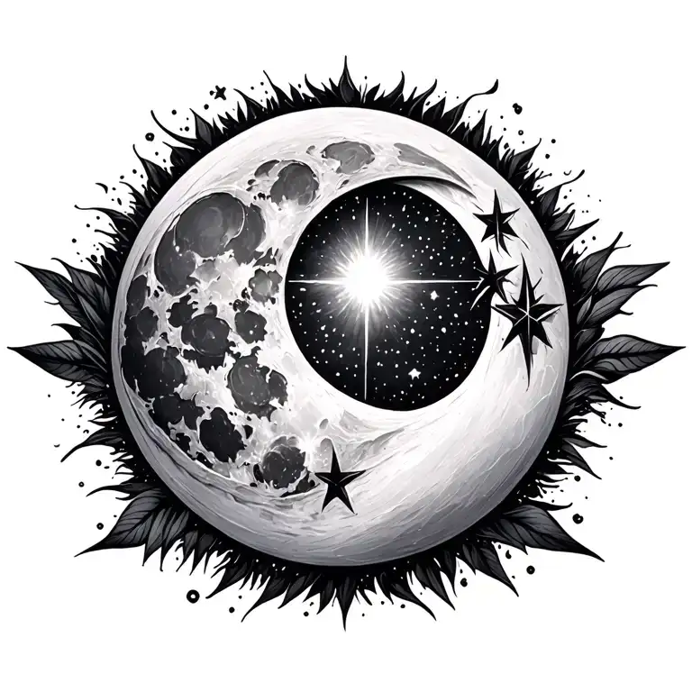 Can You Make Me A Full Back Tattoo With The Moon And Stars