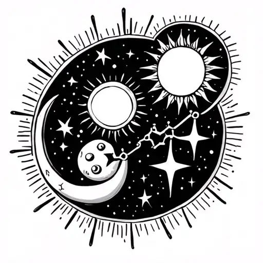 Dopamine Molecule With Star Moon And Sun Sparkly