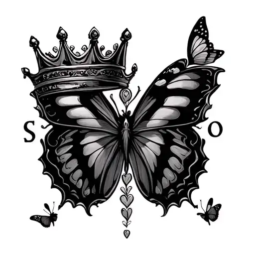 Letter S E O And Crown With Butterfly Emerging