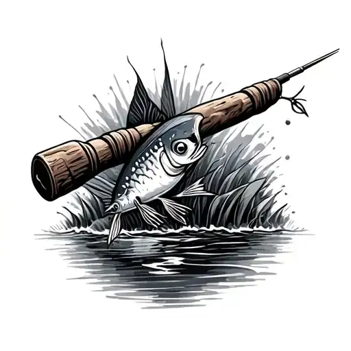 A Fishing Rod Casting A Sewing Needle