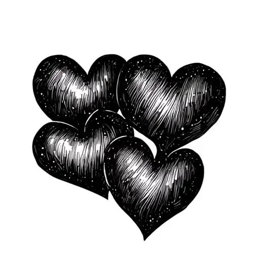 4 Hearts With Birthday Inside Minimal Line Art