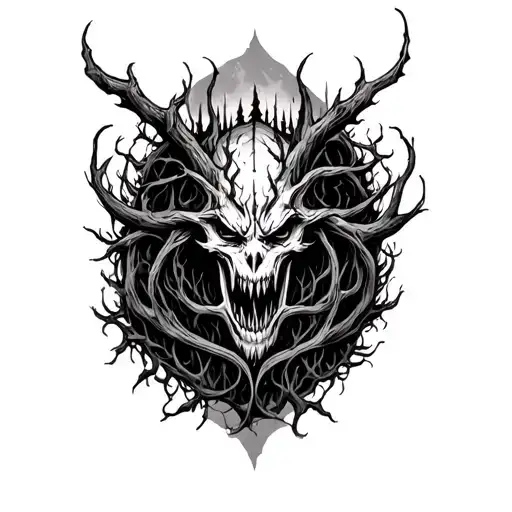 Evil Dark Forest Half Sleeve Tattoo Design