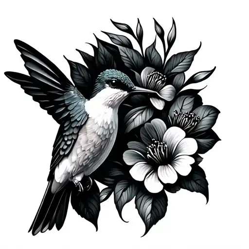 Hummingbird And Flowers