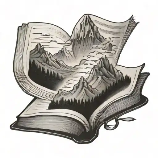 Open Book With Mountains
