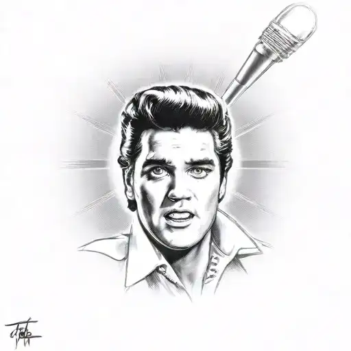 Elvis Presley On Stage With Spotlights And Tcb Symbol