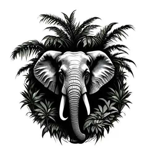 Elephant Jungle Graveyard Chest Tattoo Design