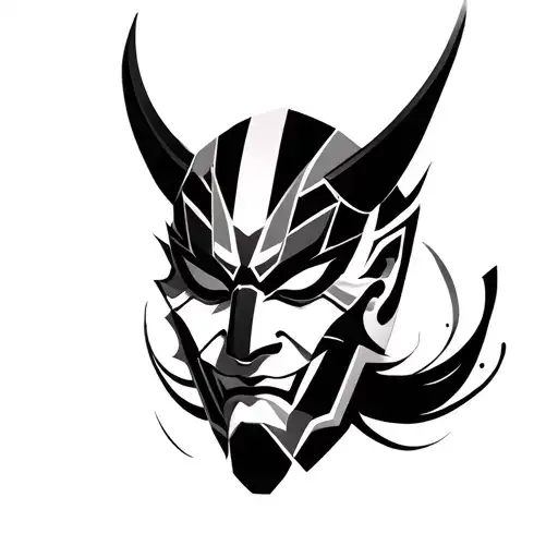 Hannya Mask Geometric Dark Japanese