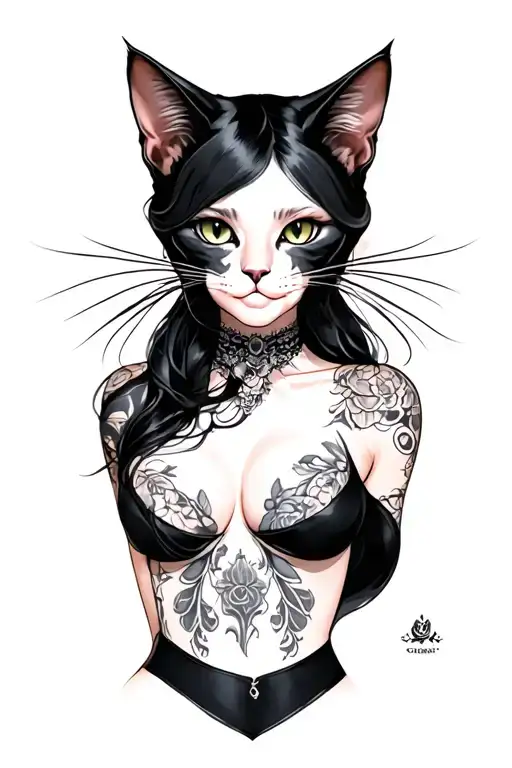 Dark Feminine Lilith Black Cat Wearing