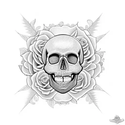 Skull And Roses Mandala