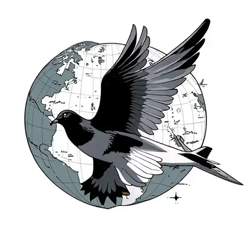 Dove And Airplane And Map Symbolizing