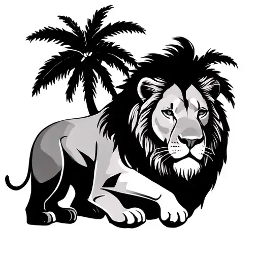 Fineline Lion And Palms Tree
