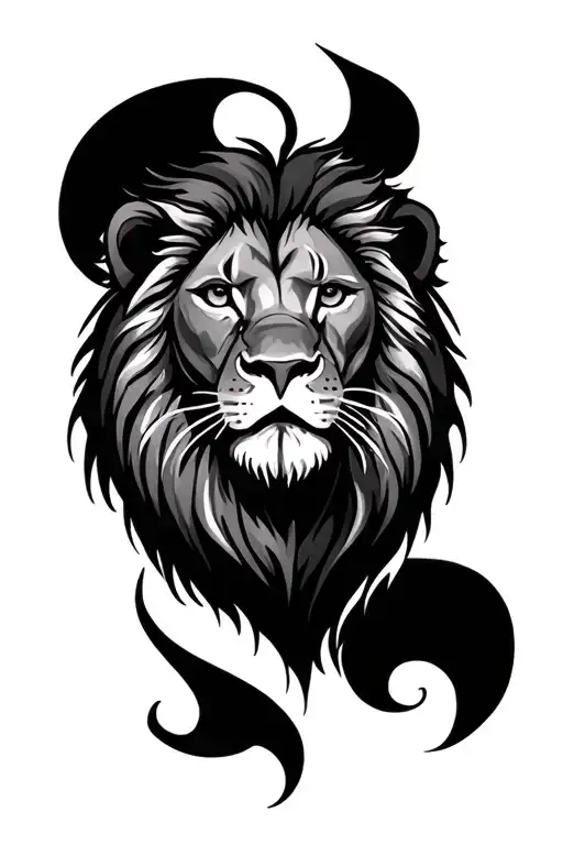 Lion Face Sketch Style