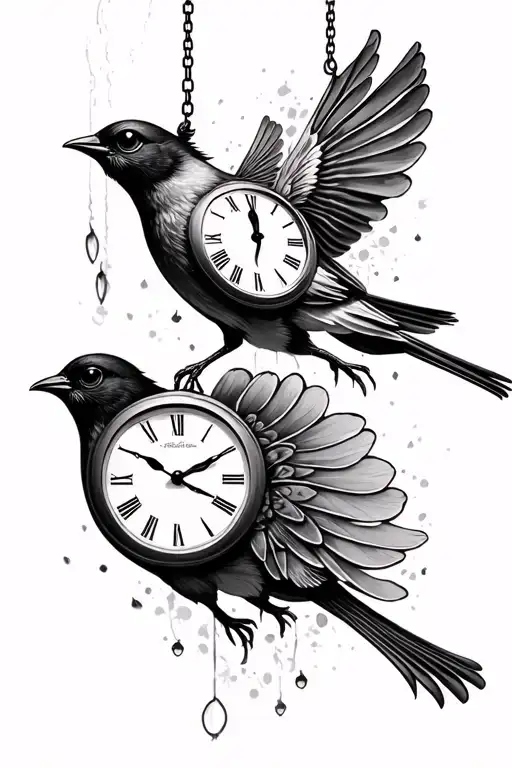 2 Clocks Hanging From Fantail Bird