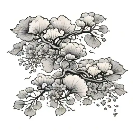 Japanese Cloud And Ginkgo Leaves