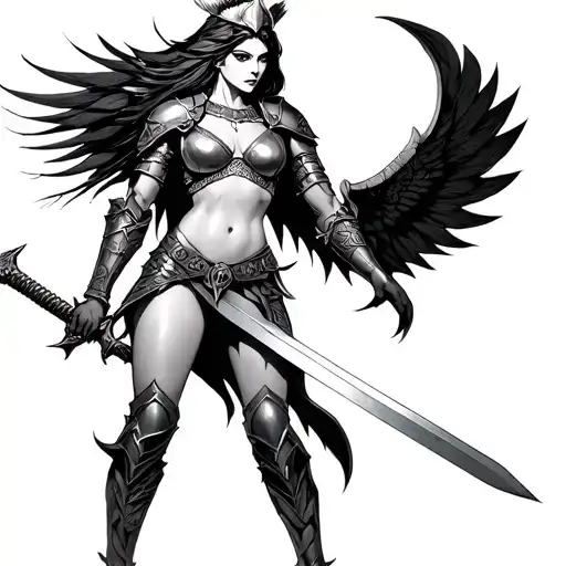 Valkyrie With Skimpy Armour Holding A Sword