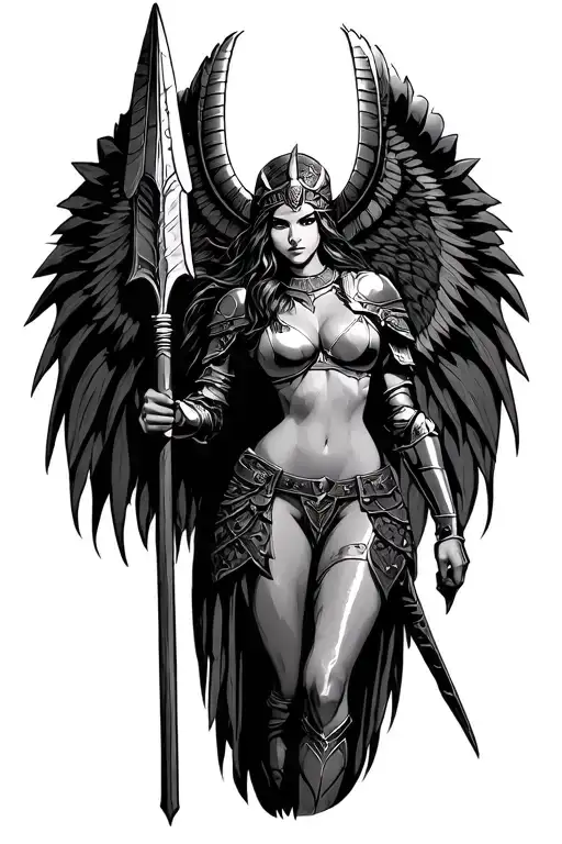 Valkyrie With Skimpy Armour Holding A Spear