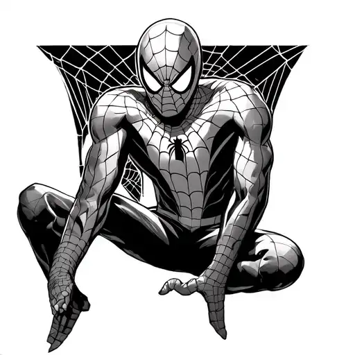 Spider Man Sitting On Web Intertwined