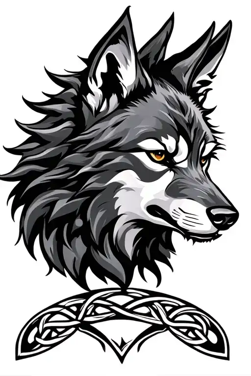 Celtic Wolf Head