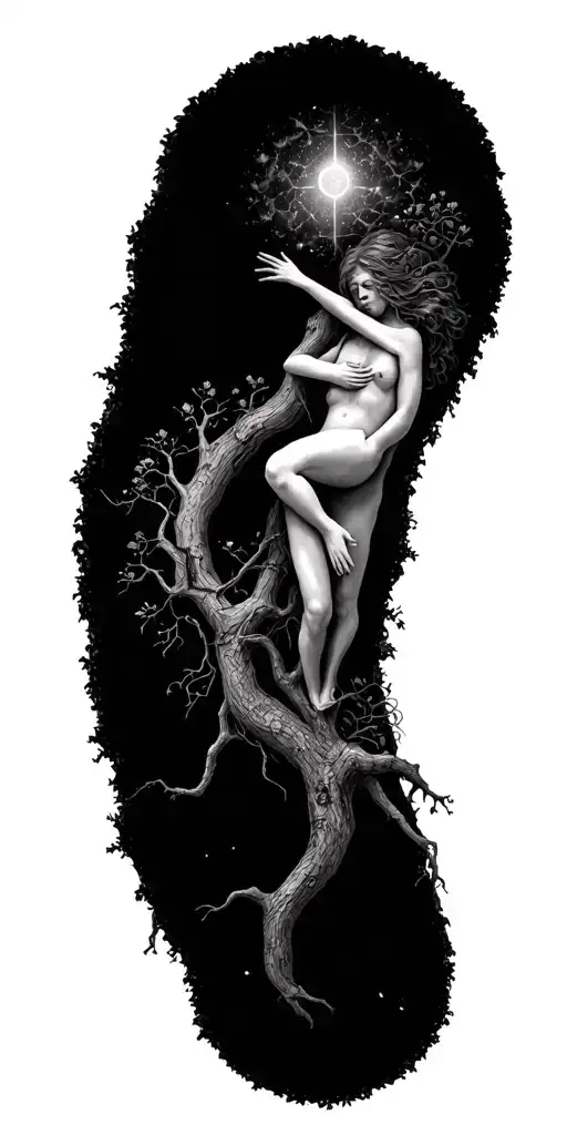 Tree Of Life With Someone Sleeping Astral Projecting In Dark Way