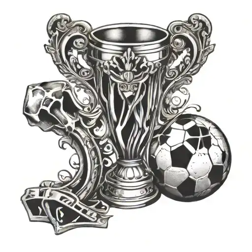 A Portrait Of World Cup Trophy With 'Amparo' Written In Stylish Black-grey Lettering