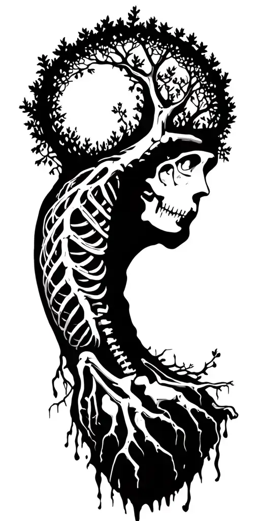 Tree Of Life With Soul Leaving Body Skeleton