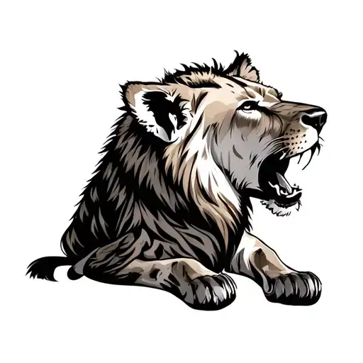 Hyena Holds Lion In Mouth