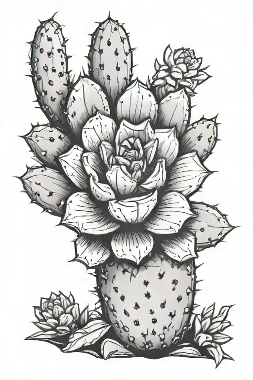 Single Cactus With Single Flower