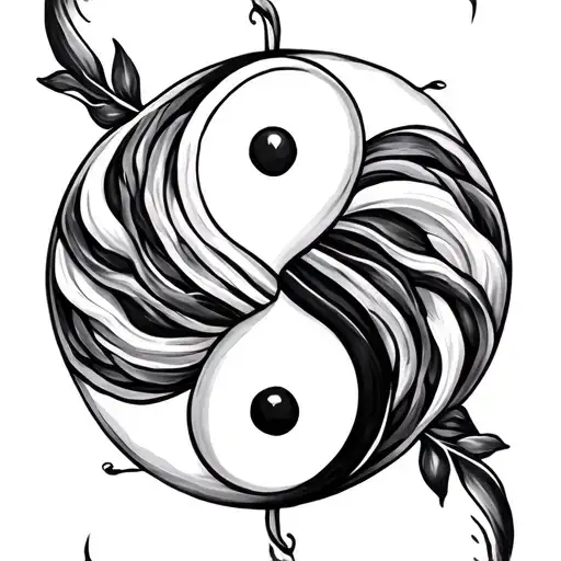 Yin Yang Symbol And Peace Symbol Intertwined