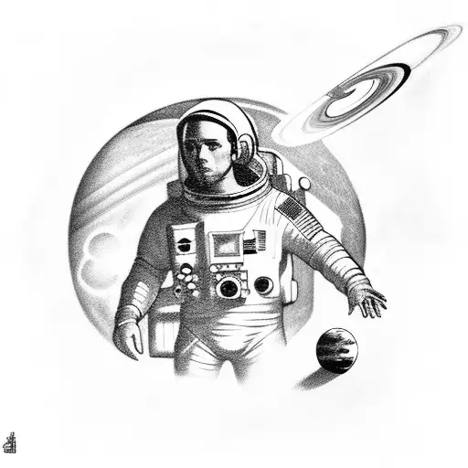 Astronaut With Saturn