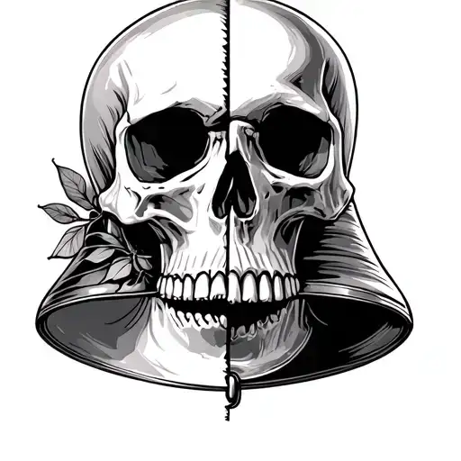 Combined Half Of The Skull Along And Half Of The Bell Along