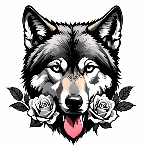 Wolf Blended By Roses