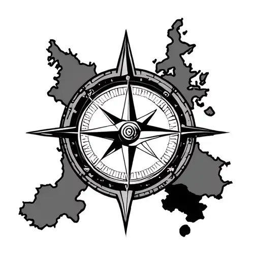 Map Outline And Compass Surrounded