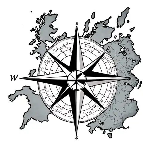Map Outline And Compass Rose Intertwined