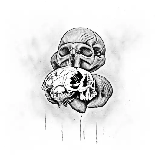 Raven Eating A Human Brain From The Corpse