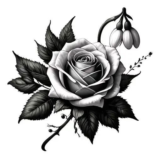 Rose Intertwined Snowdrop And Sand Timer