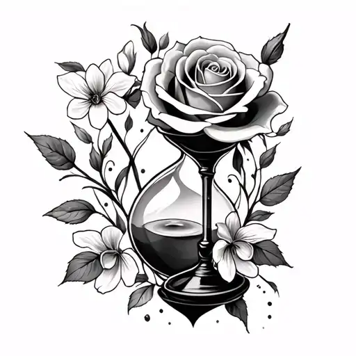 Rose Intertwined Snowdrop And Sand Hour Glass