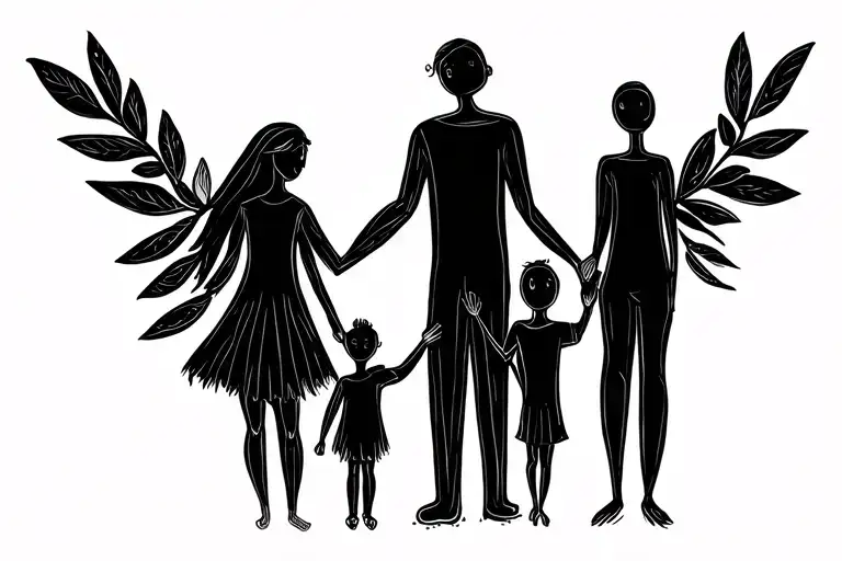 Stickman Family Of Mother Brother Wife Child Holding