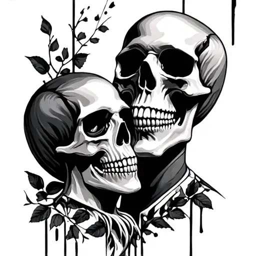 Skull Couple Tattoo Design