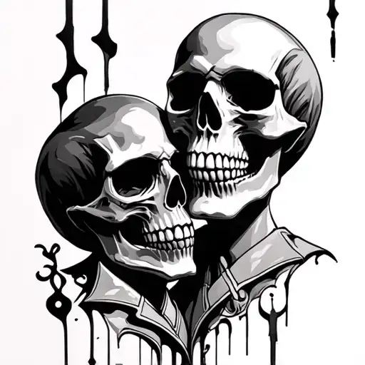 Skull Couple Tattoo Design
