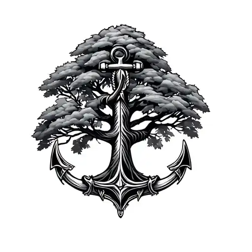 Oak Tree With Anchor Surrounded
