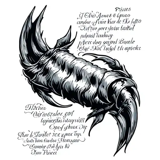 Lion Claw Marks With Some Text In Greek And Pisces