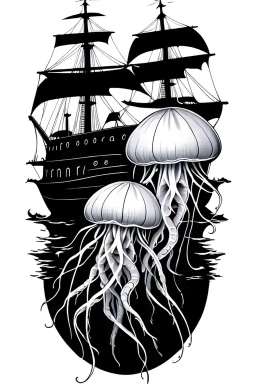 Jellyfish Hugs Ship Sailing