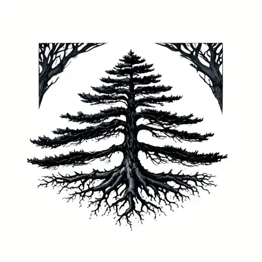 Single Pine Tree With Roots Exposed