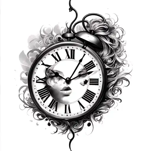 Clock And Woman Face