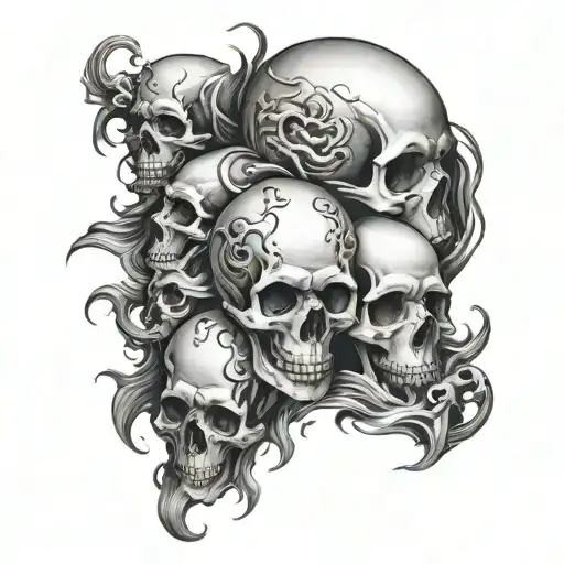 Sea And Skulls Representing Dark Periods