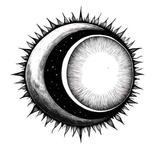 Half Sun Half Moon Merging Together