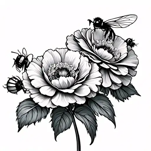 Carnations With A Bee
