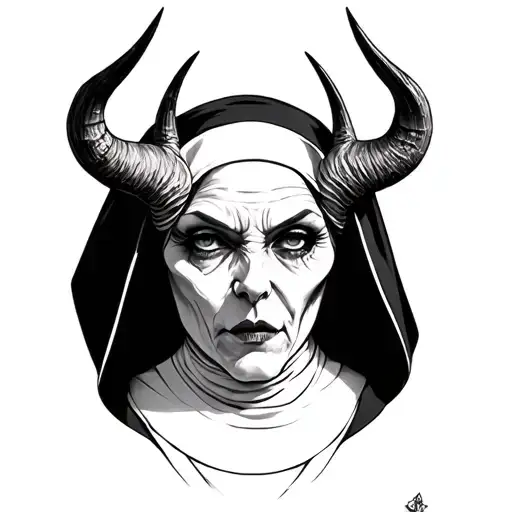 Evil Nun Tattoos And Horns